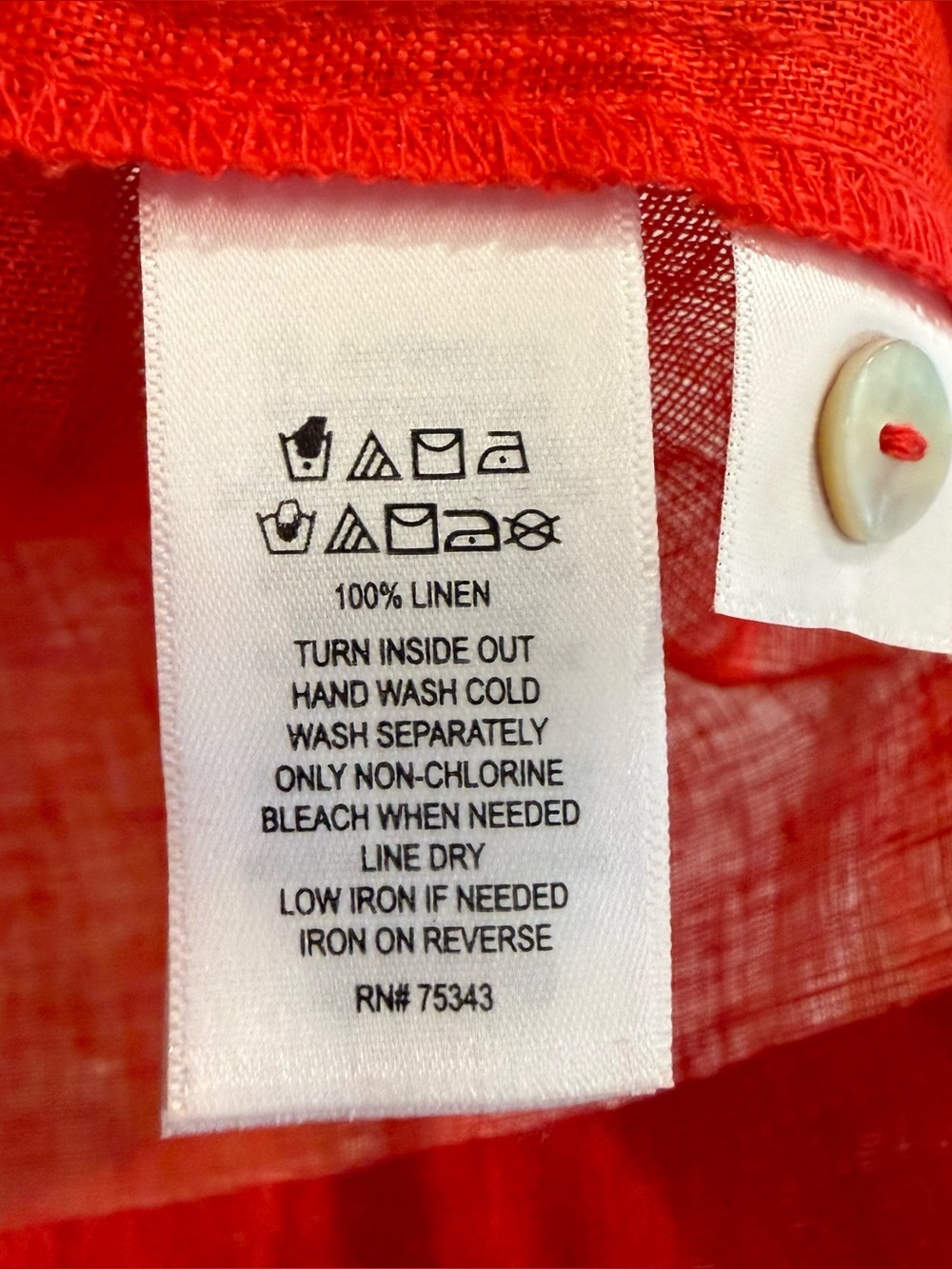 C& C California 100% Linen Fire Engine Red Button Down Cap Sleeves Blouse Medium View 4